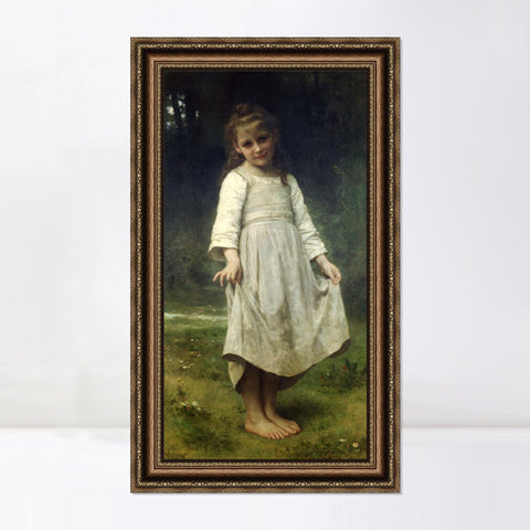 INVIN ART Framed Canvas Art Giclee Print The Curtsey by William Adolphe Bouguereau Wall Art Living Room Home Office Decorations