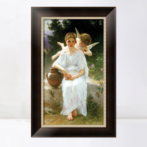 INVIN ART Framed Canvas Art Giclee Print Whisperings of Love by William Adolphe Bouguereau Wall Art Living Room Home Office Decorations