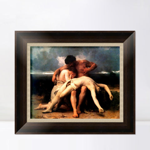 INVIN ART Framed Canvas Art Giclee Print The First Mourning by William Adolphe Bouguereau Wall Art Living Room Home Office Decorations