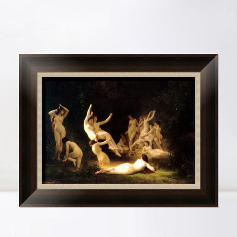 INVIN ART Framed Canvas Art Giclee Print The Nymphaeum by the Furies by William Adolphe Bouguereau Wall Art Living Room Home Office Decorations