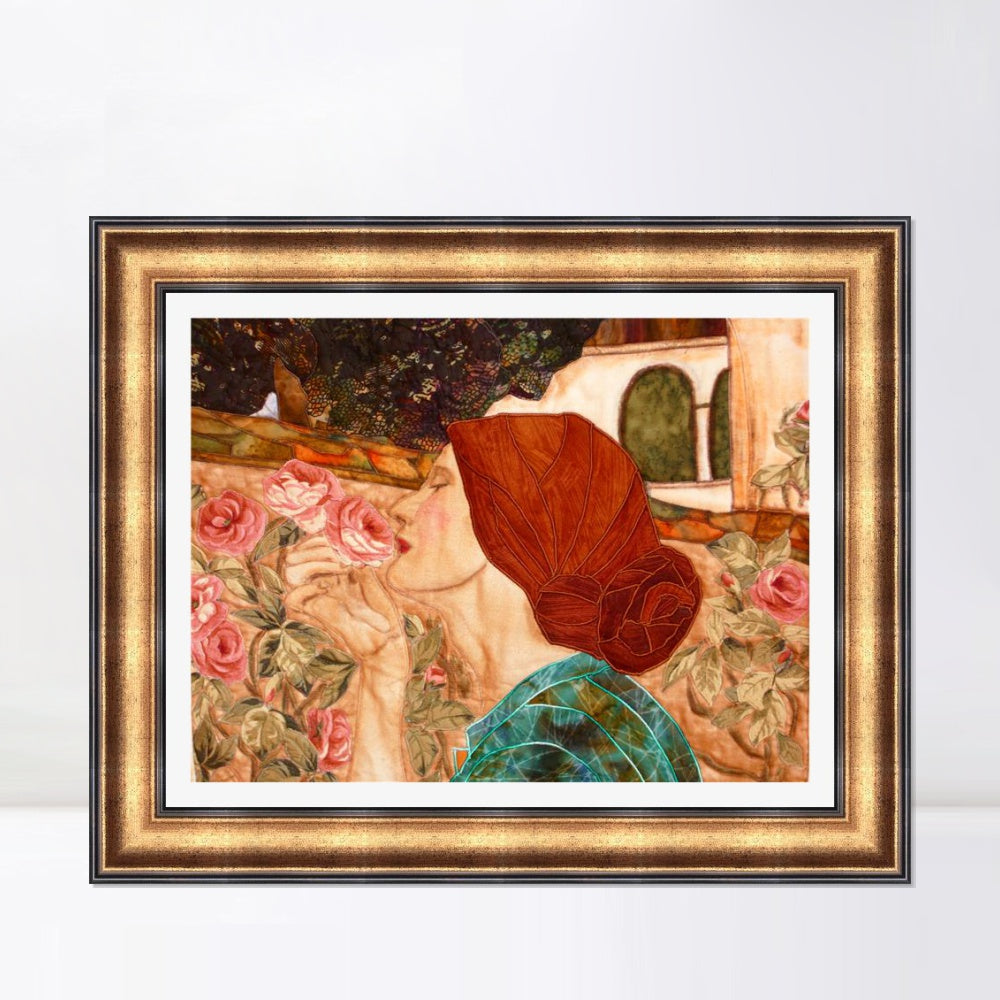 INVIN ART Framed Canvas Art Giclee Print Woman and Flower#145 by the Furies by William Adolphe Bouguereau Wall Art Living Room Home Office Decorations
