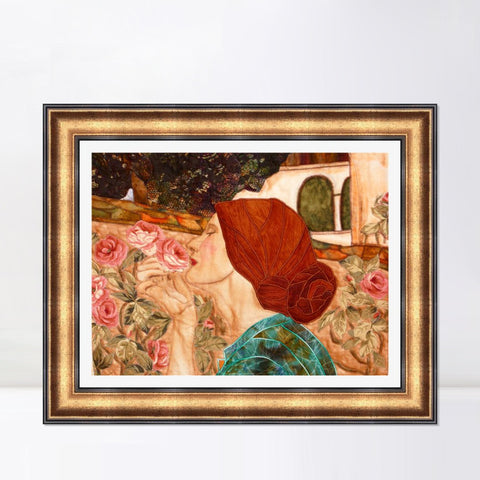 INVIN ART Framed Canvas Art Giclee Print Woman and Flower#145 by the Furies by William Adolphe Bouguereau Wall Art Living Room Home Office Decorations