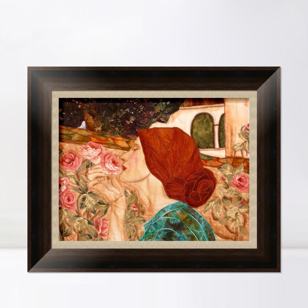 INVIN ART Framed Canvas Art Giclee Print Woman and Flower#145 by the Furies by William Adolphe Bouguereau Wall Art Living Room Home Office Decorations