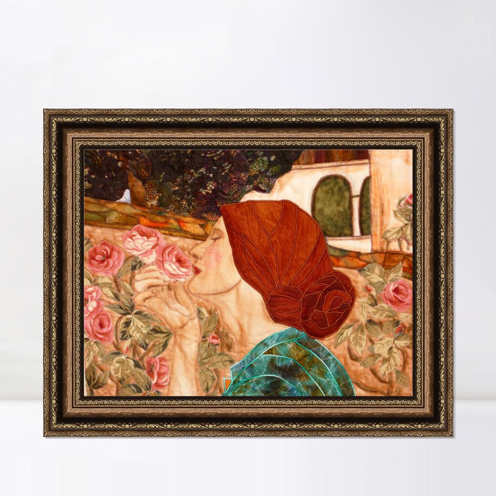 INVIN ART Framed Canvas Art Giclee Print Woman and Flower#145 by the Furies by William Adolphe Bouguereau Wall Art Living Room Home Office Decorations