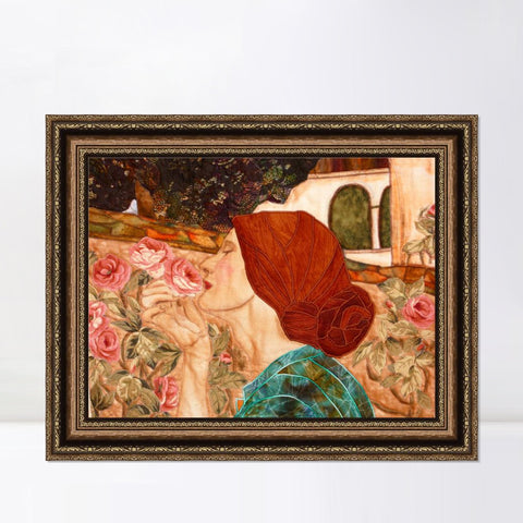 INVIN ART Framed Canvas Art Giclee Print Woman and Flower#145 by the Furies by William Adolphe Bouguereau Wall Art Living Room Home Office Decorations