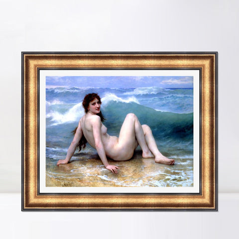 INVIN ART Framed Canvas Art Giclee Print The Wave by the Furies by William Adolphe Bouguereau Wall Art Living Room Home Office Decorations