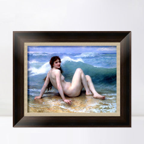 INVIN ART Framed Canvas Art Giclee Print The Wave by the Furies by William Adolphe Bouguereau Wall Art Living Room Home Office Decorations