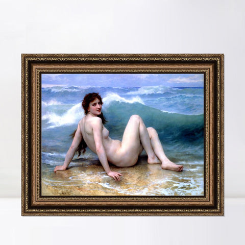 INVIN ART Framed Canvas Art Giclee Print The Wave by the Furies by William Adolphe Bouguereau Wall Art Living Room Home Office Decorations