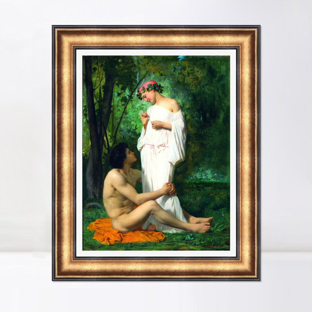 INVIN ART Framed Canvas Art Giclee Print the Seated Man and Standing woman by the Furies by William Adolphe Bouguereau Wall Art Living Room Home Office Decorations