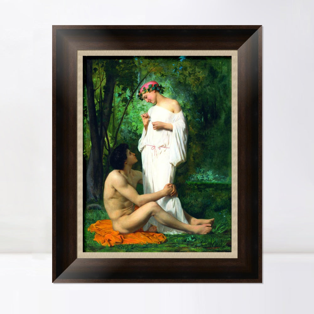 INVIN ART Framed Canvas Art Giclee Print the Seated Man and Standing woman by the Furies by William Adolphe Bouguereau Wall Art Living Room Home Office Decorations