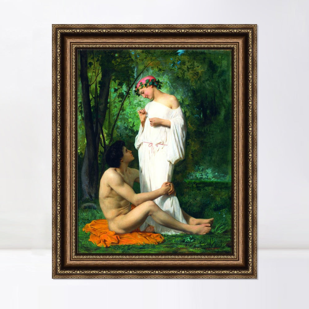 INVIN ART Framed Canvas Art Giclee Print the Seated Man and Standing woman by the Furies by William Adolphe Bouguereau Wall Art Living Room Home Office Decorations