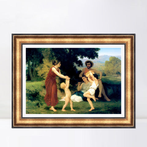 INVIN ART Framed Canvas Art Giclee Print Pastoral Scene by William Adolphe Bouguereau Wall Art Living Room Home Office Decorations