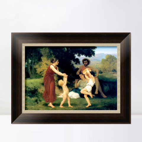 INVIN ART Framed Canvas Art Giclee Print Pastoral Scene by William Adolphe Bouguereau Wall Art Living Room Home Office Decorations