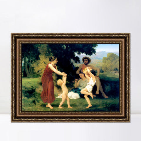 INVIN ART Framed Canvas Art Giclee Print Pastoral Scene by William Adolphe Bouguereau Wall Art Living Room Home Office Decorations