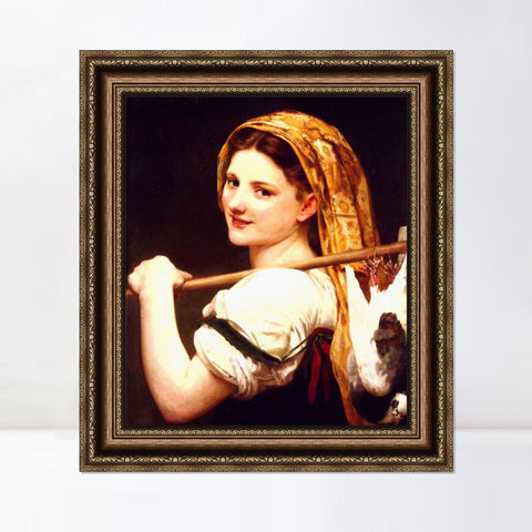 INVIN ART Framed Canvas Art Giclee Print Returned from the Market by the Furies by William Adolphe Bouguereau Wall Art Living Room Home Office Decorations