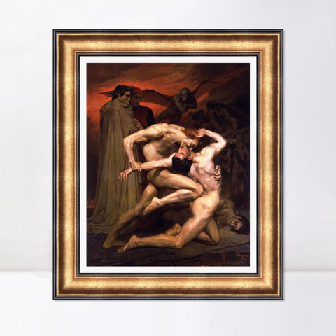 INVIN ART Framed Canvas Art Giclee Print Dante and Virgil in Hell (1850) by the Furies by William Adolphe Bouguereau Wall Art Living Room Home Office Decorations