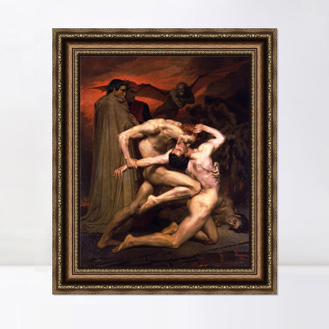 INVIN ART Framed Canvas Art Giclee Print Dante and Virgil in Hell (1850) by the Furies by William Adolphe Bouguereau Wall Art Living Room Home Office Decorations
