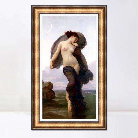INVIN ART Framed Canvas Art Giclee Print La Crepuscule (Evening Mood) by William Adolphe Bouguereau Wall Art Living Room Home Office Decorations