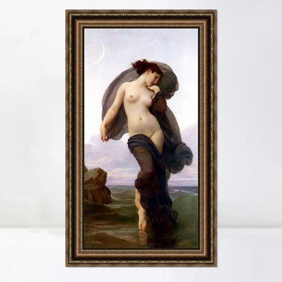 INVIN ART Framed Canvas Art Giclee Print La Crepuscule (Evening Mood) by William Adolphe Bouguereau Wall Art Living Room Home Office Decorations
