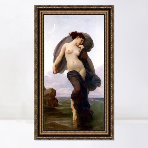 INVIN ART Framed Canvas Art Giclee Print La Crepuscule (Evening Mood) by William Adolphe Bouguereau Wall Art Living Room Home Office Decorations