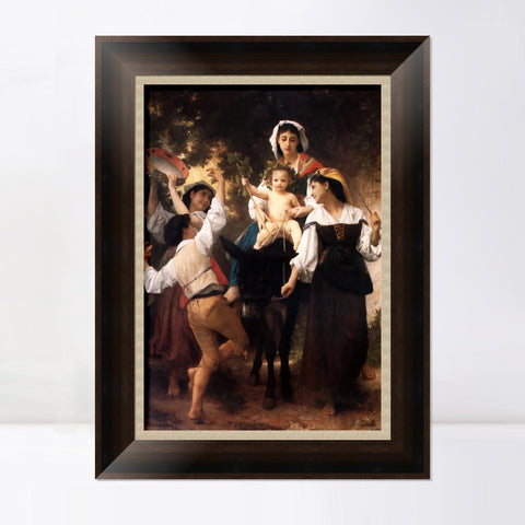 INVIN ART Framed Canvas Art Giclee Print Woman and baby#163 by William Adolphe Bouguereau Wall Art Living Room Home Office Decorations