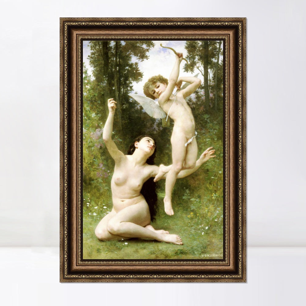 INVIN ART Framed Canvas Art Giclee Print Angles#165 by William Adolphe Bouguereau Wall Art Living Room Home Office Decorations
