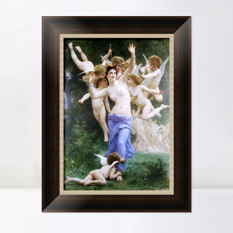 INVIN ART Framed Canvas Art Giclee Print Angles#168 by the Furies by William Adolphe Bouguereau Wall Art Living Room Home Office Decorations