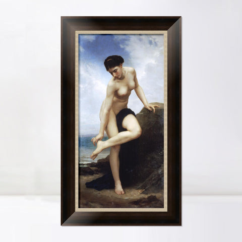 INVIN ART Framed Canvas Art Giclee Print After the Bath nude girl by William Adolphe Bouguereau Wall Art Living Room Home Office Decorations