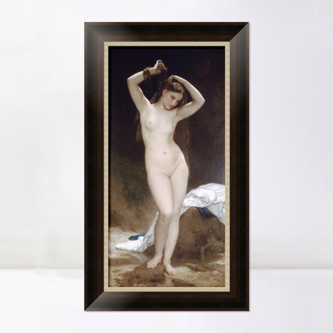 INVIN ART Framed Canvas Art Giclee Print Nude Girl#171 by William Adolphe Bouguereau Wall Art Living Room Home Office Decorations