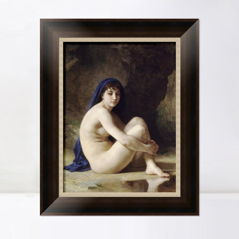 INVIN ART Framed Canvas Art Giclee Print Seated Nude by the Furies by William Adolphe Bouguereau Wall Art Living Room Home Office Decorations