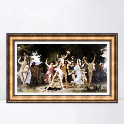 INVIN ART Framed Canvas Art Giclee Print La jeunesse de Bacchus#177 by William Adolphe Bouguereau Wall Art Living Room Home Office Decorations