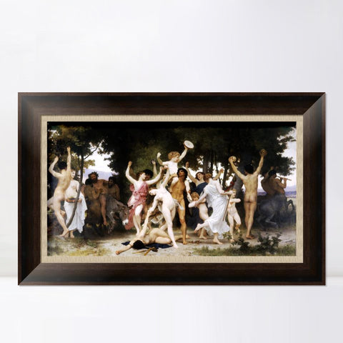 INVIN ART Framed Canvas Art Giclee Print La jeunesse de Bacchus#177 by William Adolphe Bouguereau Wall Art Living Room Home Office Decorations