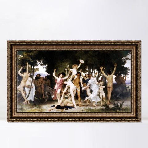INVIN ART Framed Canvas Art Giclee Print La jeunesse de Bacchus#177 by William Adolphe Bouguereau Wall Art Living Room Home Office Decorations