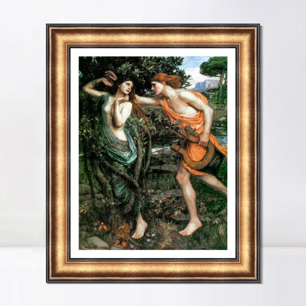 INVIN ART Framed Canvas Art Giclee Print Apollo and Daphne by John William Waterhouse Wall Art