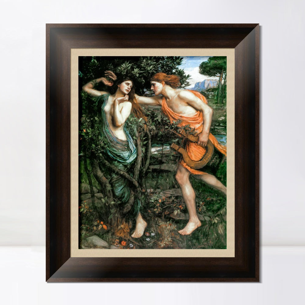 INVIN ART Framed Canvas Art Giclee Print Apollo and Daphne by John William Waterhouse Wall Art