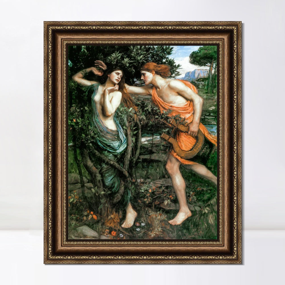 INVIN ART Framed Canvas Art Giclee Print Apollo and Daphne by John William Waterhouse Wall Art