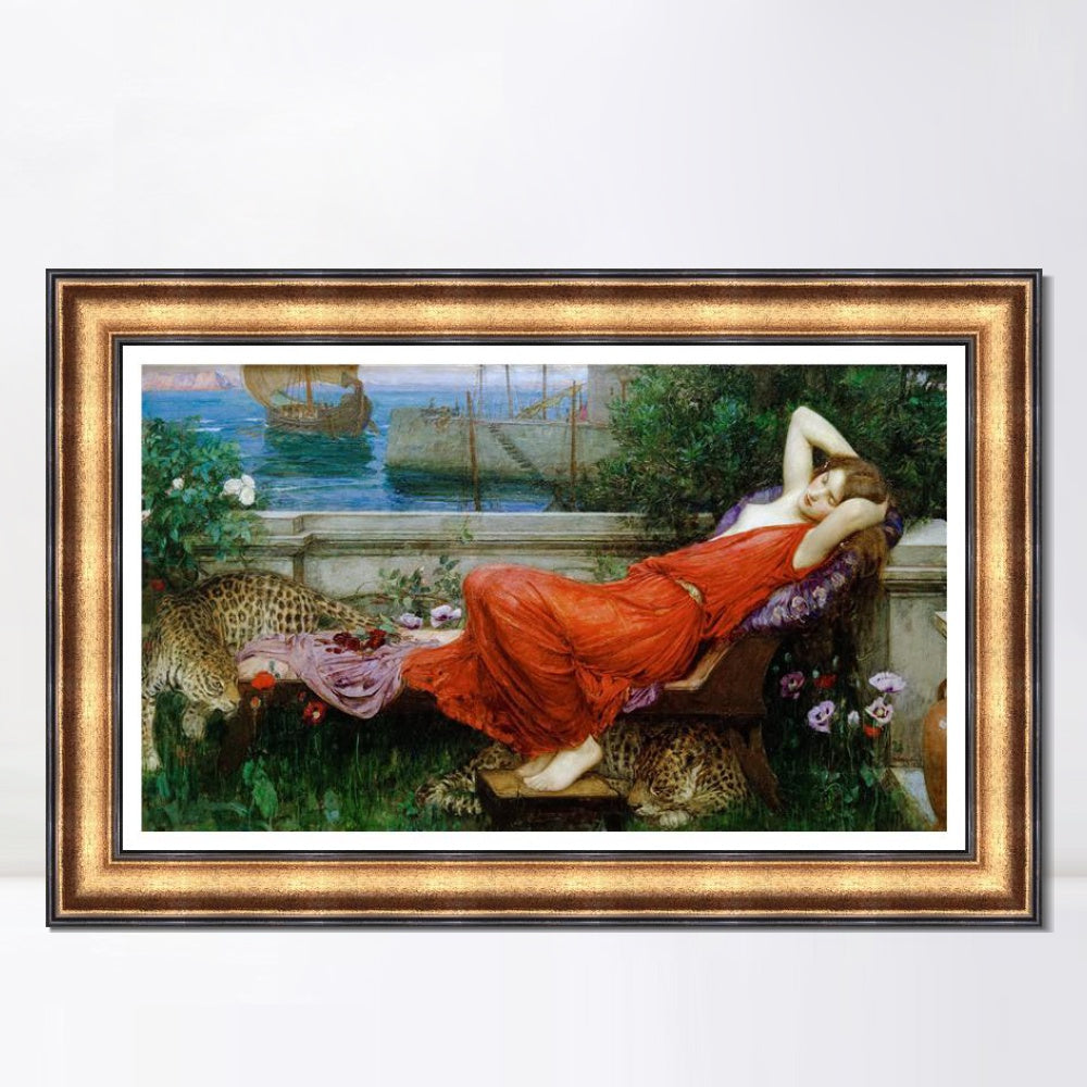 INVIN ART Framed Canvas Art Giclee Print Ariadne by John William Waterhouse Wall Art