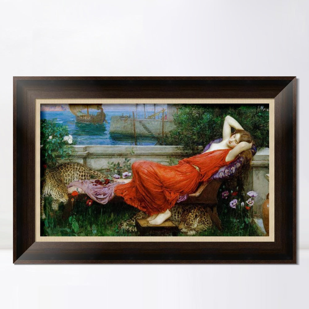 INVIN ART Framed Canvas Art Giclee Print Ariadne by John William Waterhouse Wall Art