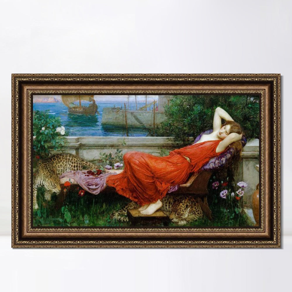 INVIN ART Framed Canvas Art Giclee Print Ariadne by John William Waterhouse Wall Art