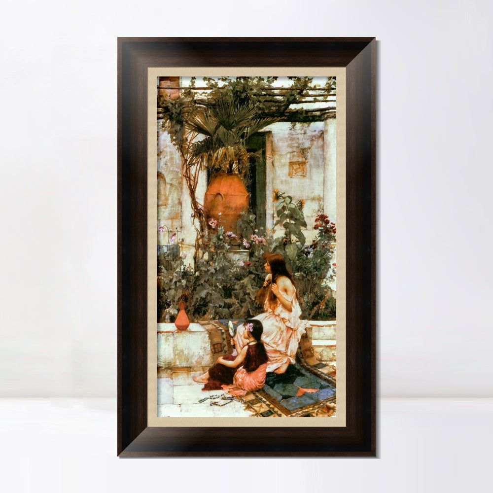 INVIN ART Framed Canvas Art Giclee Print The Toilet at Capri 1889 by John William Waterhouse Wall Art