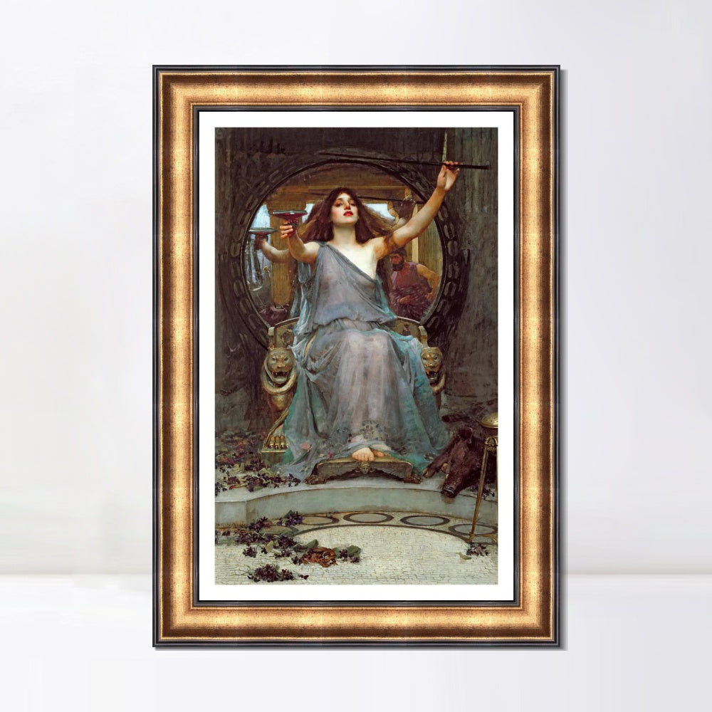 INVIN ART Framed Canvas Art Giclee Print Circe Offering The Cup to Odysseus 1891 by John William Waterhouse Wall Art