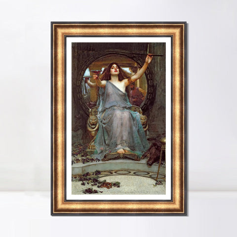 INVIN ART Framed Canvas Art Giclee Print Circe Offering The Cup to Odysseus 1891 by John William Waterhouse Wall Art Living Room Home Office Decorations