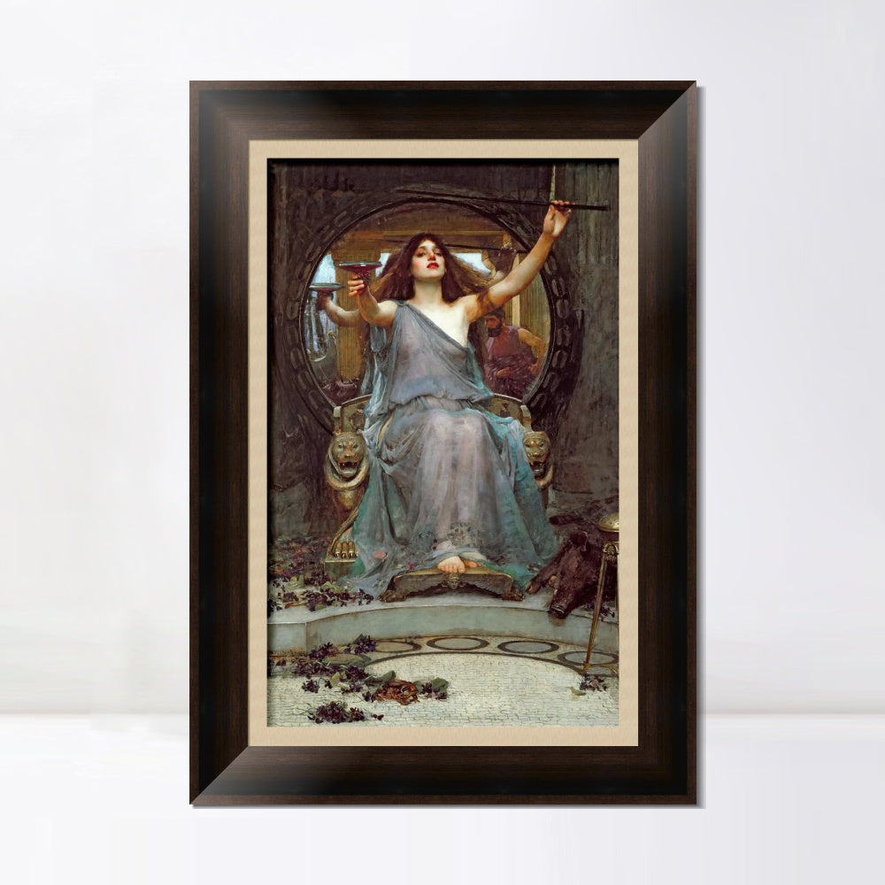 INVIN ART Framed Canvas Art Giclee Print Circe Offering The Cup to Odysseus 1891 by John William Waterhouse Wall Art