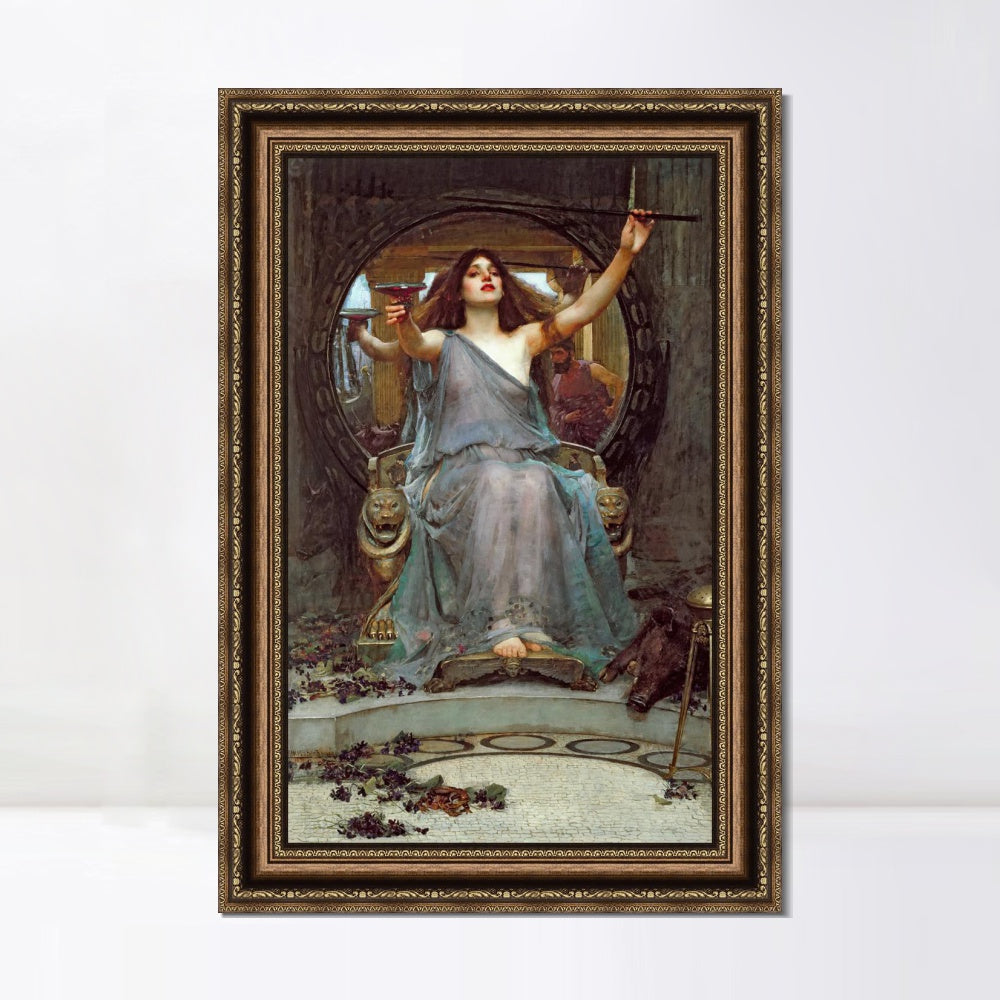 INVIN ART Framed Canvas Art Giclee Print Circe Offering The Cup to Odysseus 1891 by John William Waterhouse Wall Art