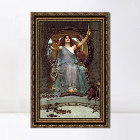 INVIN ART Framed Canvas Art Giclee Print Circe Offering The Cup to Odysseus 1891 by John William Waterhouse Wall Art Living Room Home Office Decorations