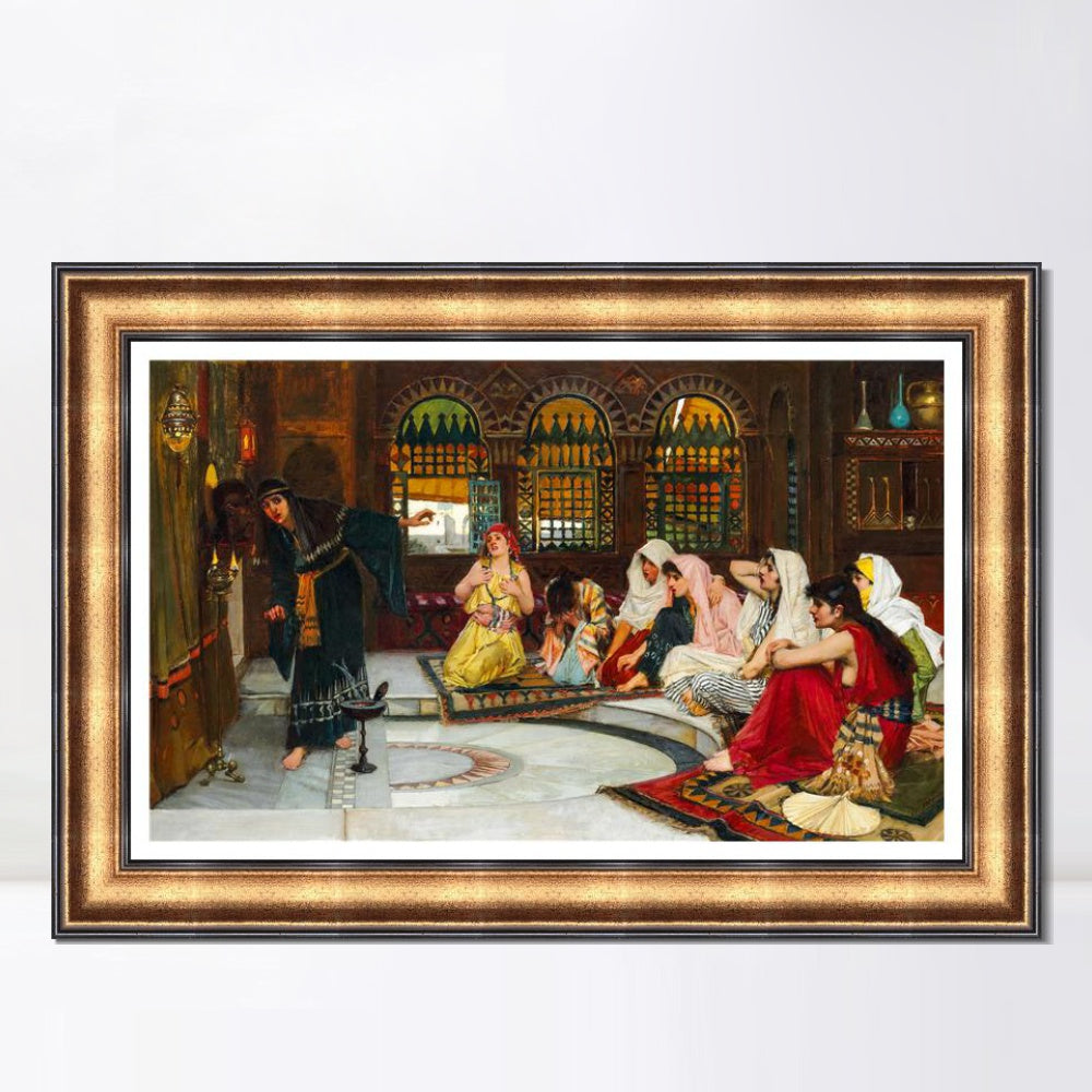 INVIN ART Framed Canvas Art Giclee Print Consulting the Oracle by John William Waterhouse Wall Art