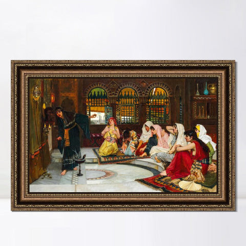 INVIN ART Framed Canvas Art Giclee Print Consulting the Oracle by John William Waterhouse Wall Art Living Room Home Office Decorations