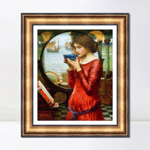 INVIN ART Framed Canvas Art Giclee Print Destiny 1900 by John William Waterhouse Wall Art Living Room Home Office Decorations