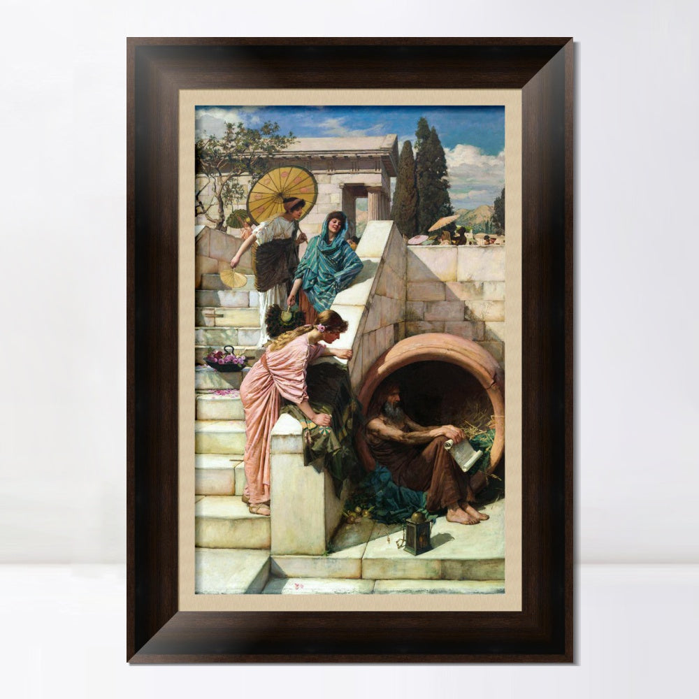 INVIN ART Framed Canvas Art Giclee Print Diogenes 1882 by John William Waterhouse Wall Art