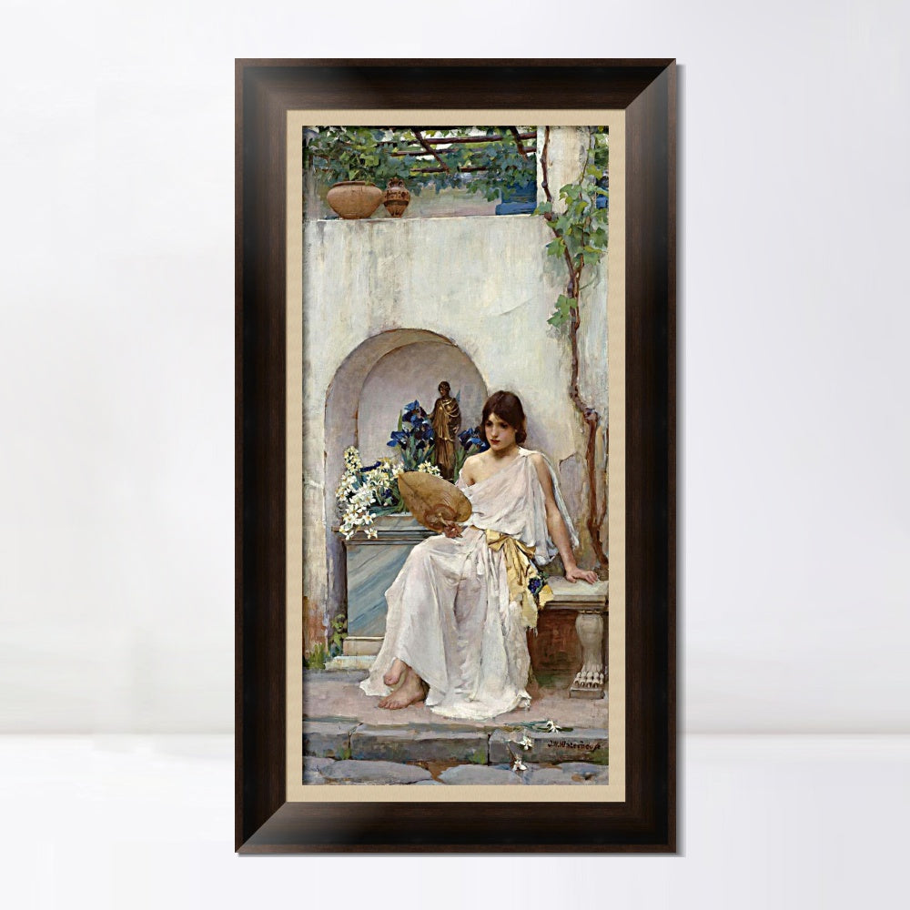 INVIN ART Framed Canvas Art Giclee Print Flora by John William Waterhouse Wall Art